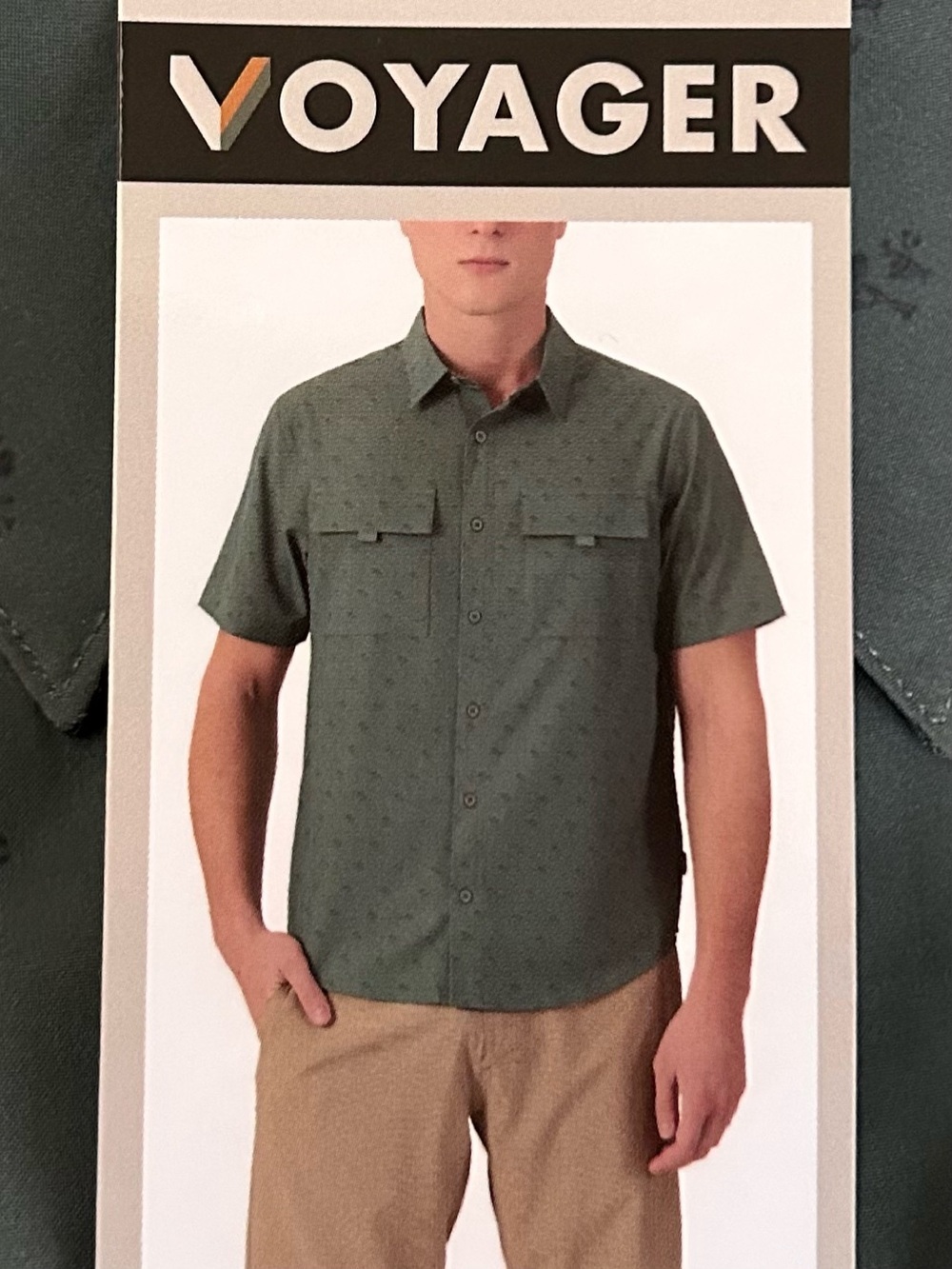 NWT Voyager Men's Short Sleeve Button-Up Stretch Utility Shirt Size XL SPF 50+